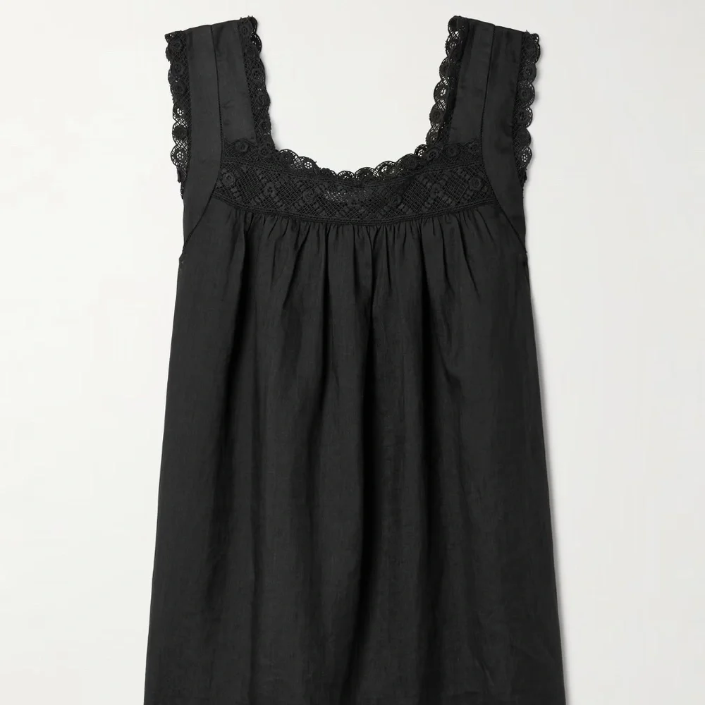 ISO DÔEN Almadia crochet-trimmed ramie mini dress XS or S - Picture 1 of 2